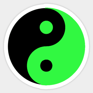 Yin Yang in black and green Sticker